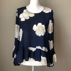 Ana blue floral blouse size small